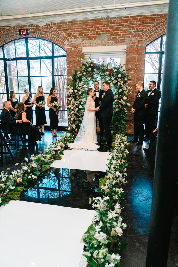 An indoor Station 3 Houston wedding ceremony