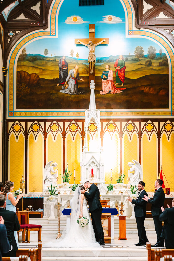 An indoor Catholic wedding ceremony in Galveston at St. Mary's