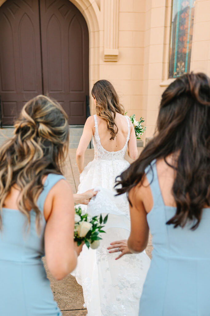 Bride and bridesmaids photos from a wedding in Galveston, Texas