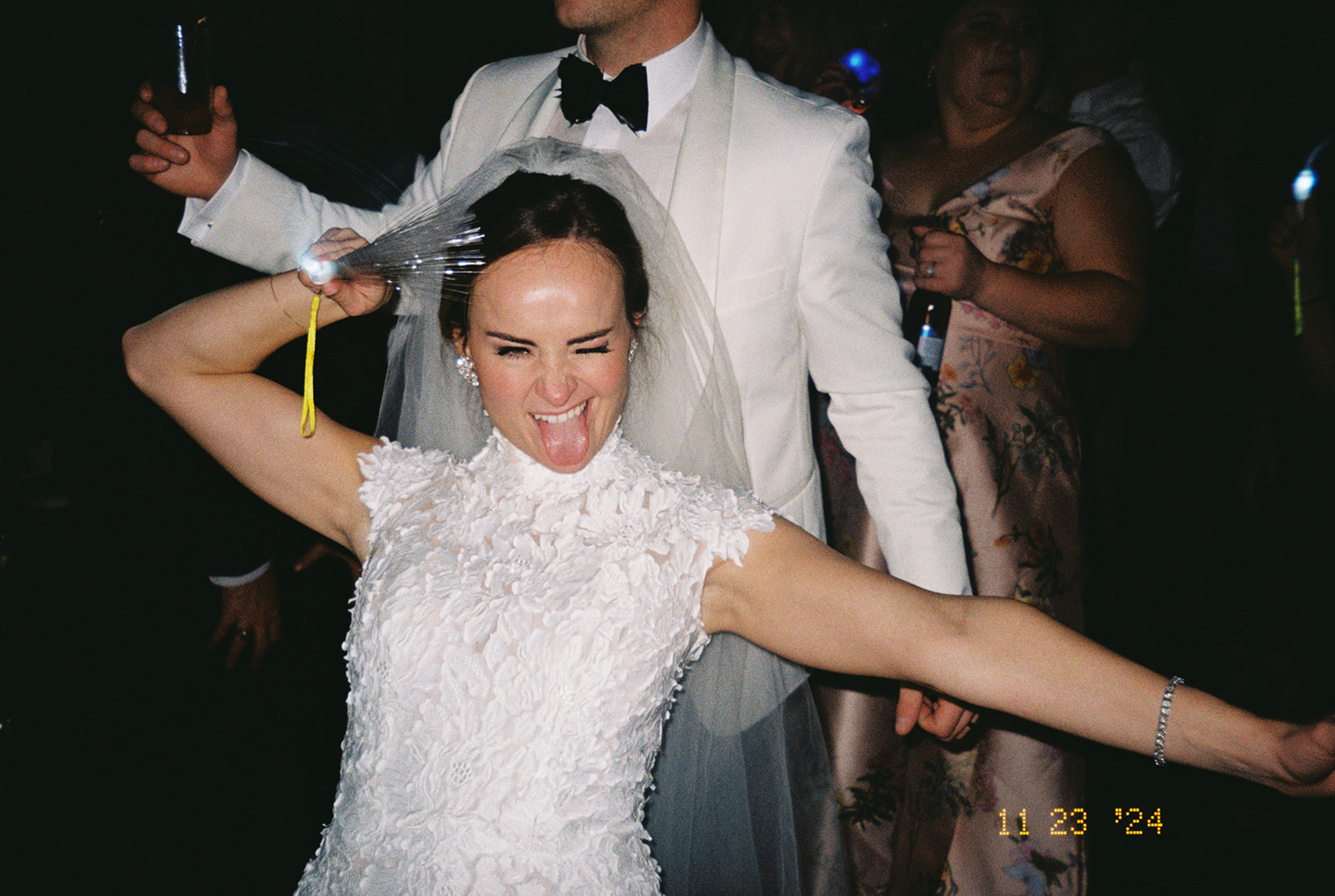 wedding guests having fun on the dance floor for a wedding