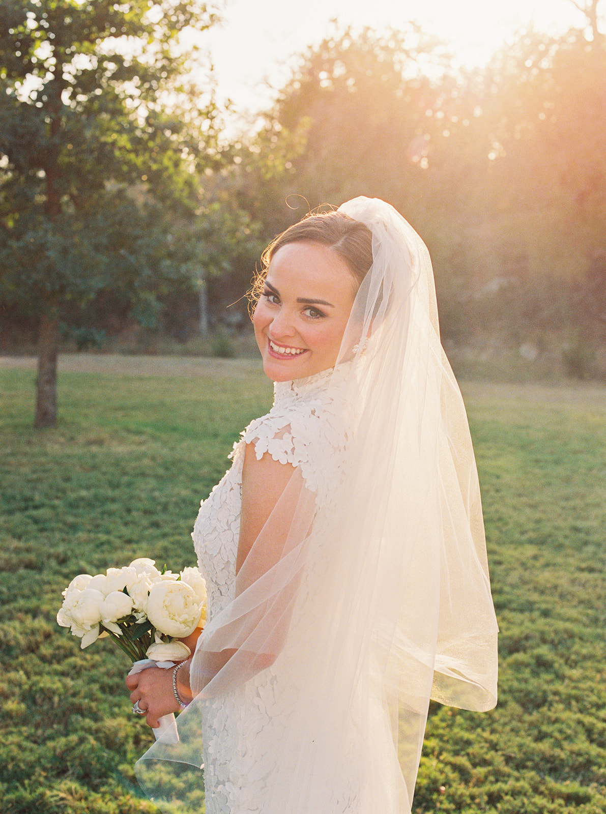 bride and groom take wedding portraits at La Bonne Vie Ranch