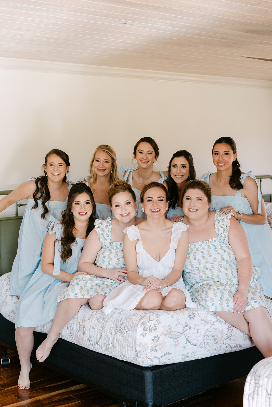bride getting ready with her bridesmaid on her wedding day at La Bonne Vie Ranch