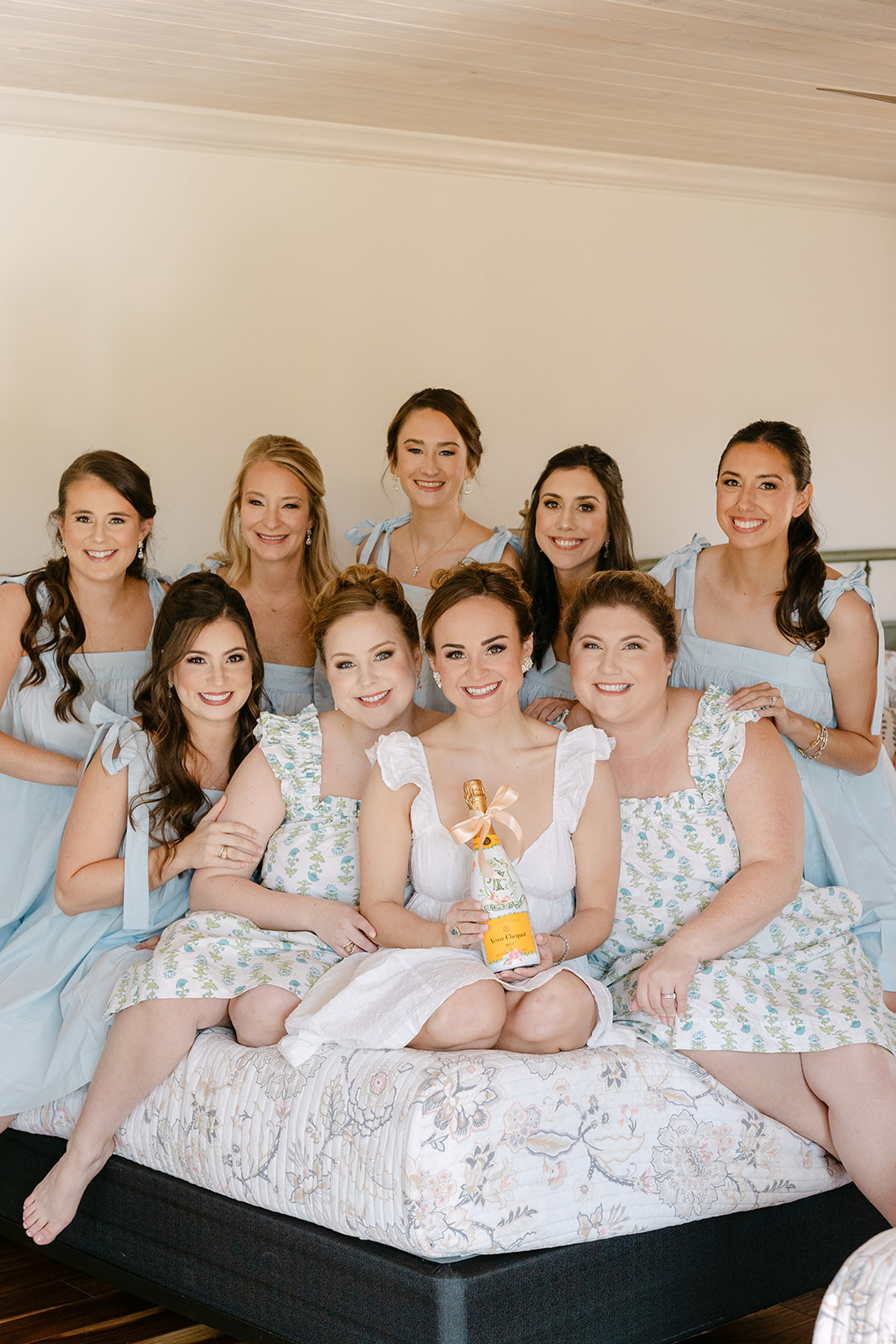 bride getting ready with her bridesmaid on her wedding day at La Bonne Vie Ranch
