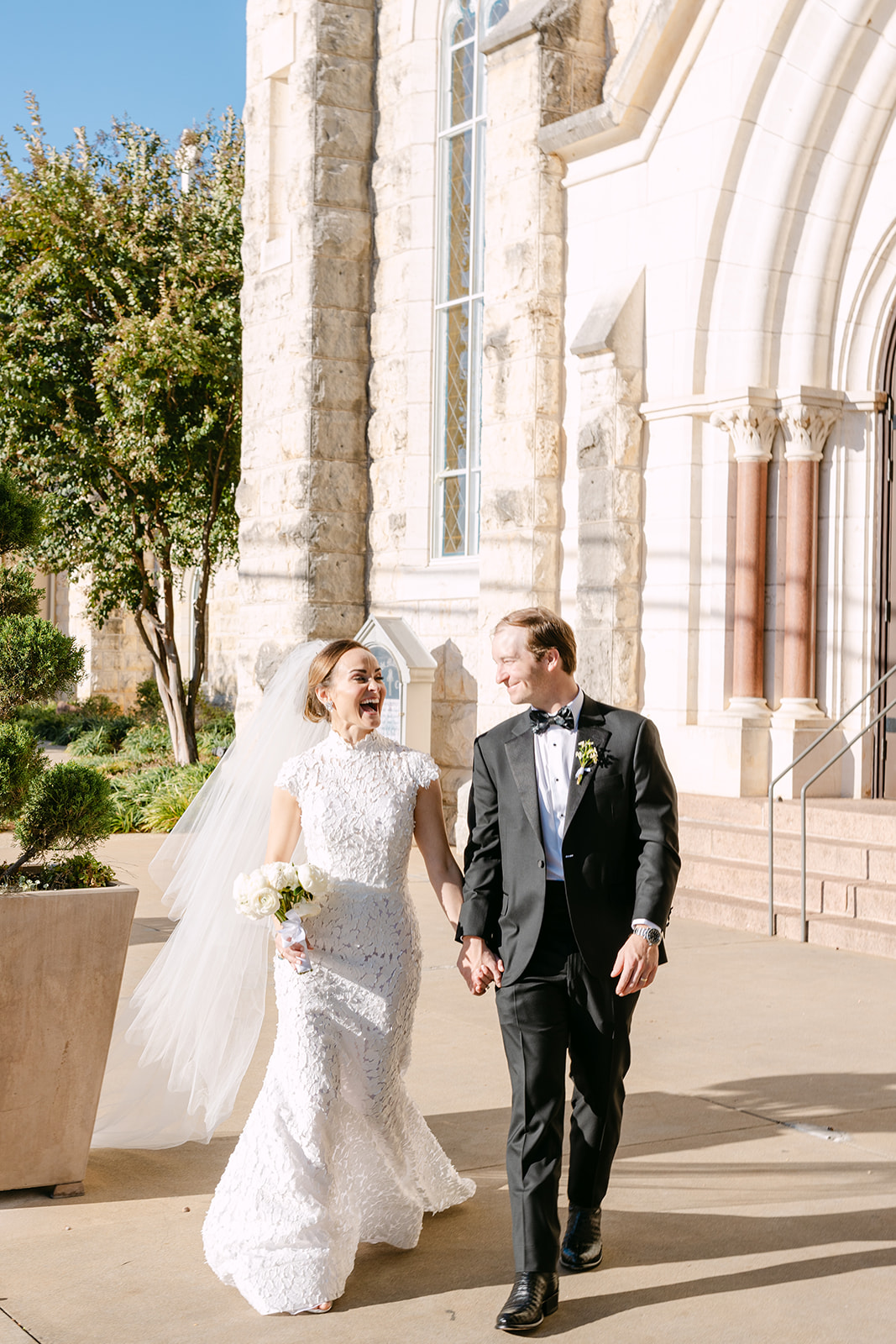 bride and groom take wedding portraits at La Bonne Vie Ranch