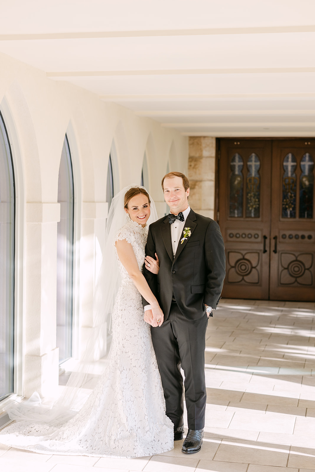 bride and groom take wedding portraits at La Bonne Vie Ranch