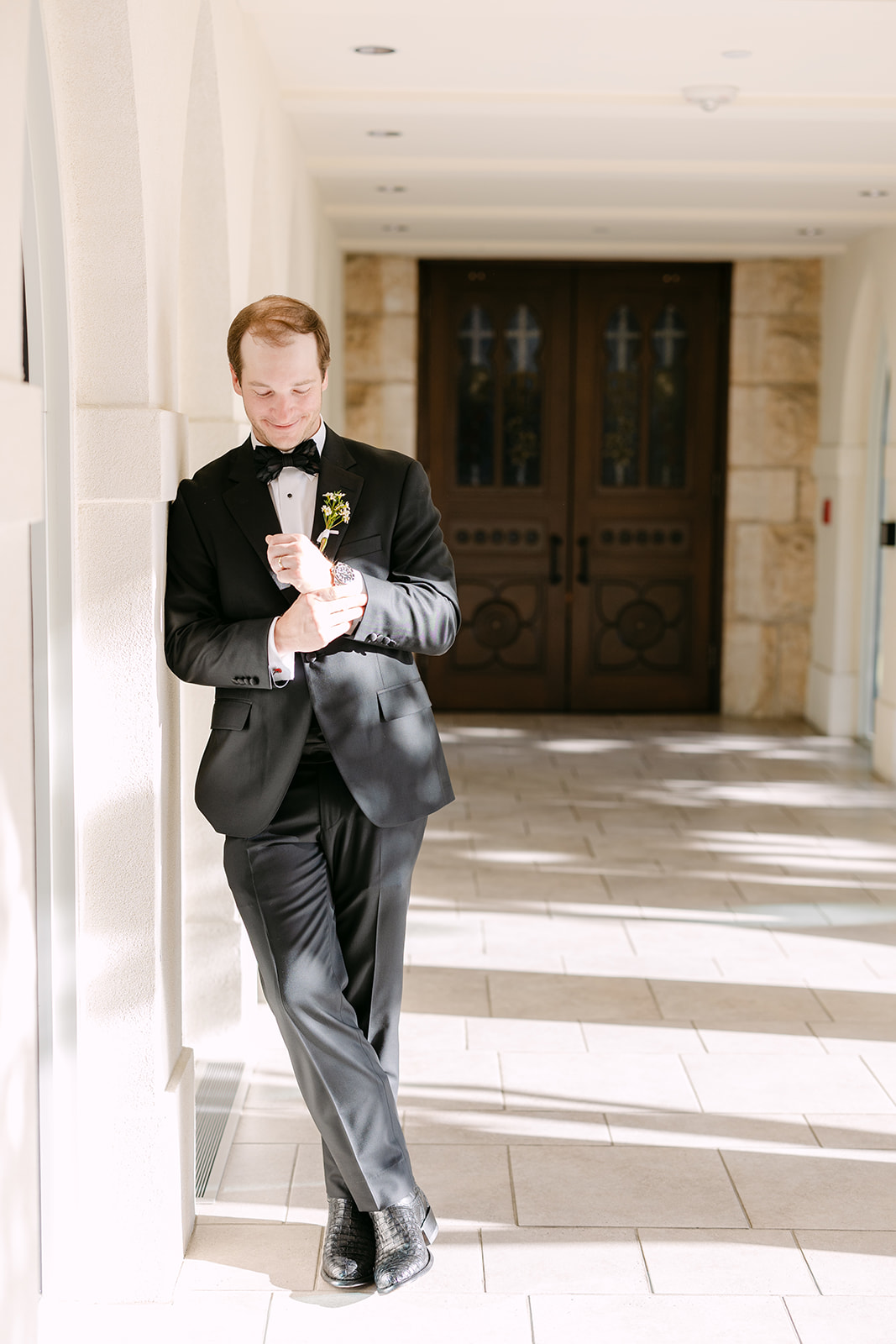 bride and groom take wedding portraits at La Bonne Vie Ranch