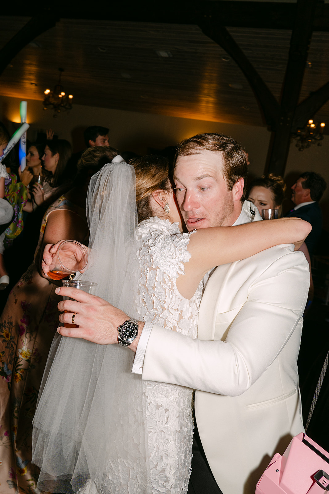 wedding guests having fun on the dance floor for a wedding at La Bonne Vie Ranch