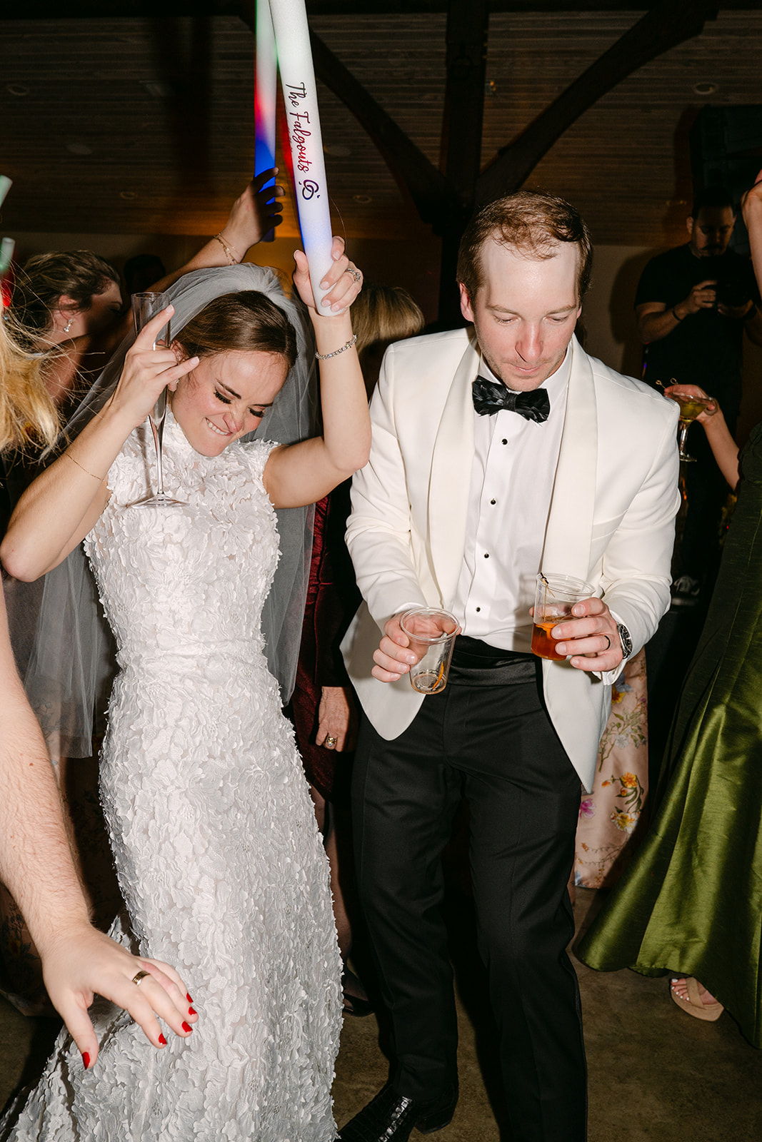 wedding guests having fun on the dance floor for a wedding at La Bonne Vie Ranch