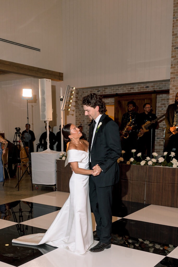 cute picture of the newlyweds dancing