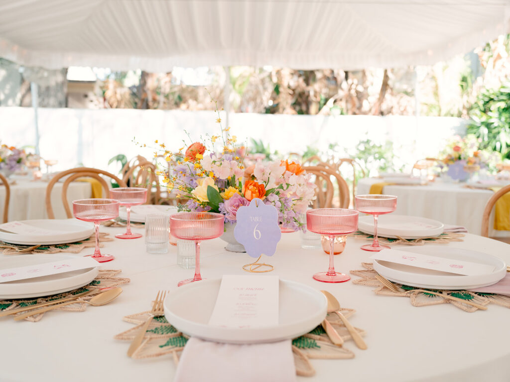 Colorful and timeless wedding reception detail