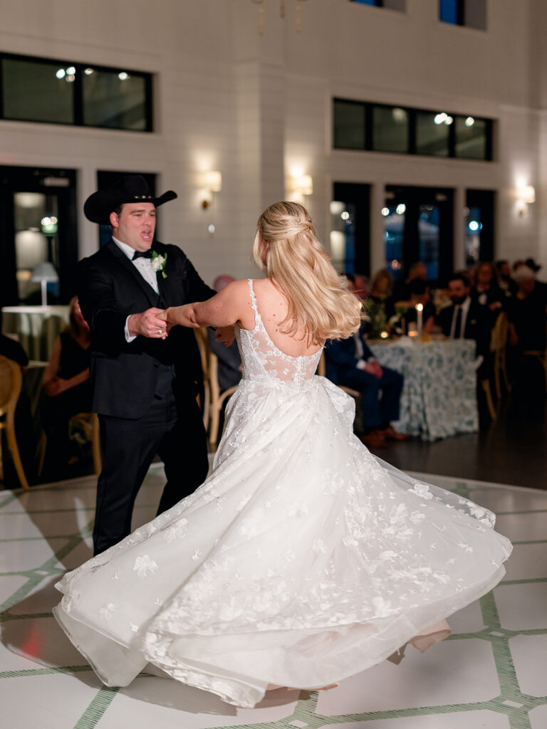 newlyweds dancing at their wedding reception