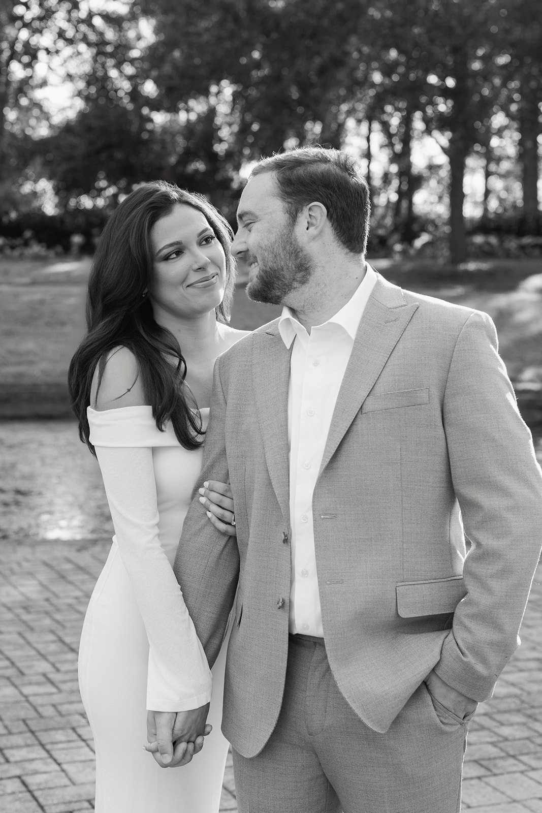 Golden hour garden engagement photos at Mercer Botanic Gardens in Houston