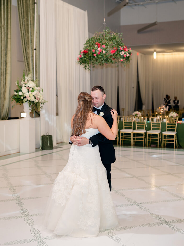 Bride and groom sharing a private last dance